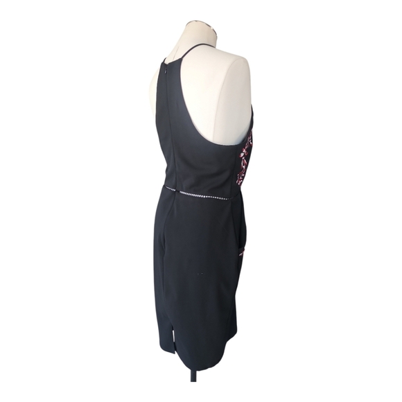 Bisou Bisou Embroidered Halter Dress – Black Red Floral, Size 10 - Picture 5 of 10